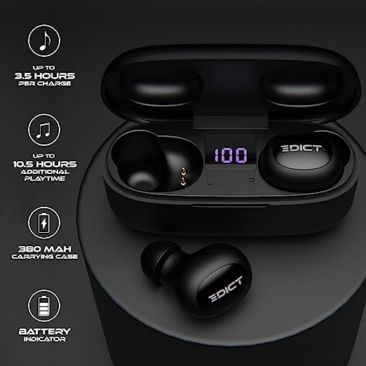 EDICT ETWS01 Bluetooth Truly Wireless in Ear Earbuds with Mic (Black) EDICT ETWS01 Bluetooth Truly Wireless in Ear Earbuds with Mic (Black)